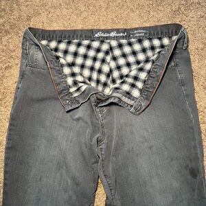 Eddie Bauer Boyfriend Relaxed Fit Jeans Womens 18 Tall Faded Gray Fleece Lined